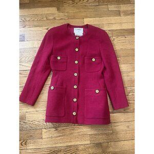 Chanel Boutique Red Vintage Coat/Blazer Wool/Nylon, Interior Silk Size 38 France